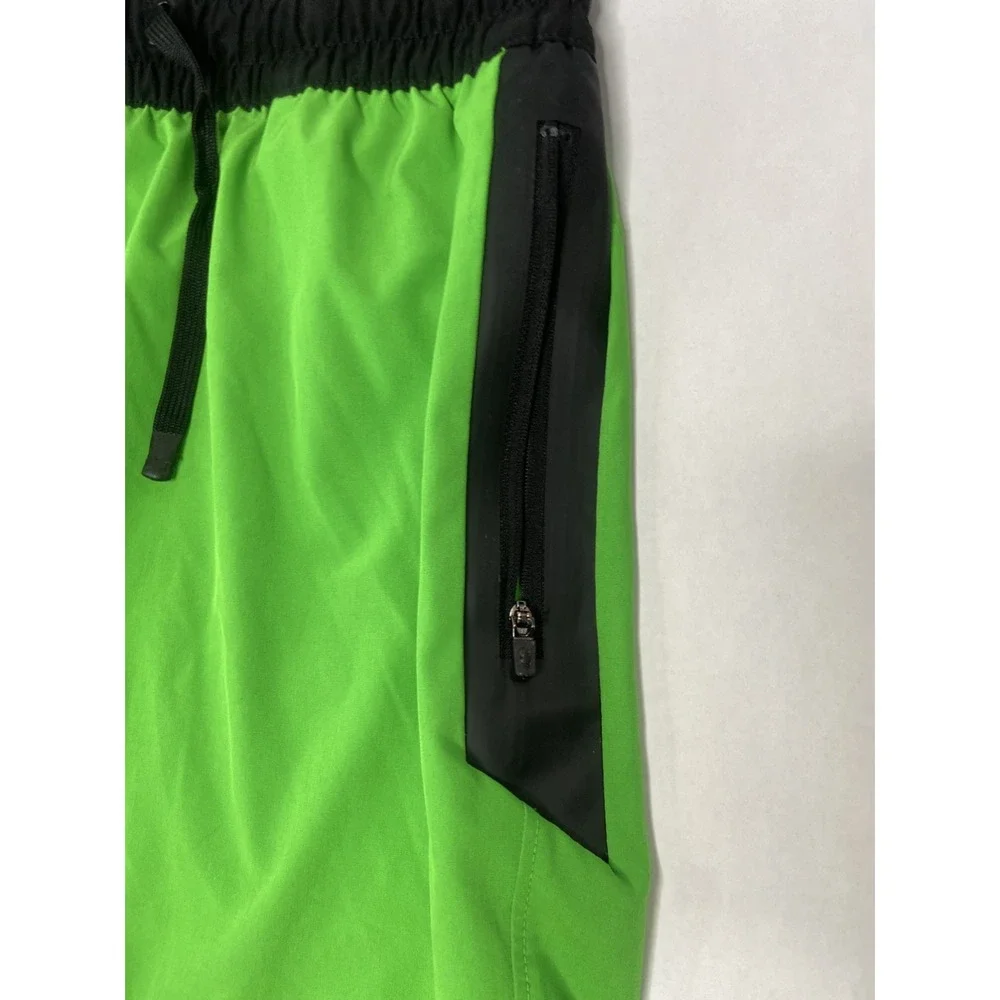 Sports Illustrated Boys Swim Trunks L 14/16 Green‎ Black Zip Pockets